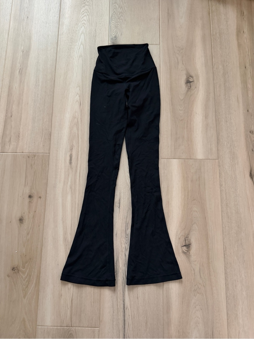 Lululemon High-Waist Black Ribbed Flare Yoga Pants
